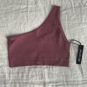 SET ACTIVE Sculptflex Ribbed One Shoulder Sports Bra in Canyon (M)